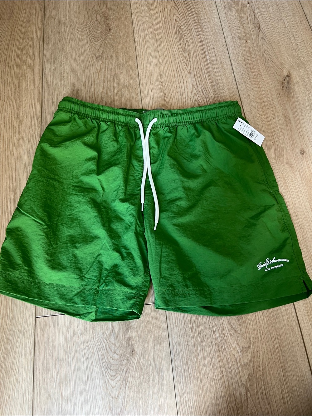 PacSun Bright Green Swim Trunks with White Drawstring